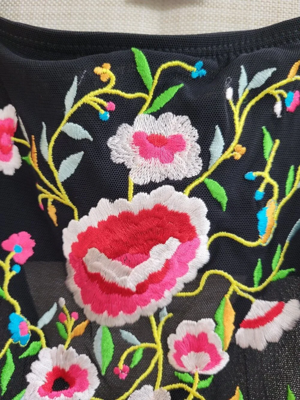 Victoria's Secret Floral Embroider Sheer Mesh Bodysuit One Piece Sexy Size 8 Vtg